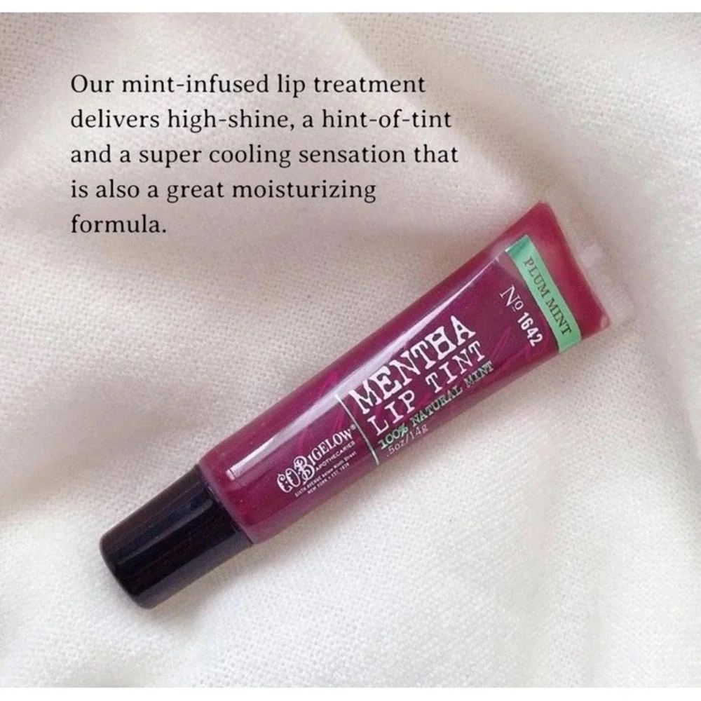 NEW 1 CO BIGELOW WOMEN MENTHA LIP TINT # 1642 PLUM MINT 100% NATURAL MINT 0.5 OZ